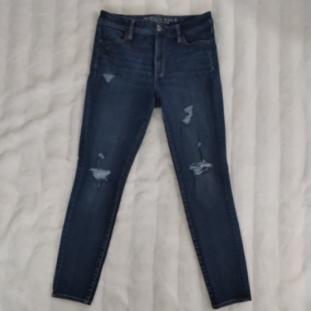 American Eagle Outfitters Blue Skinny Jeans Distressed